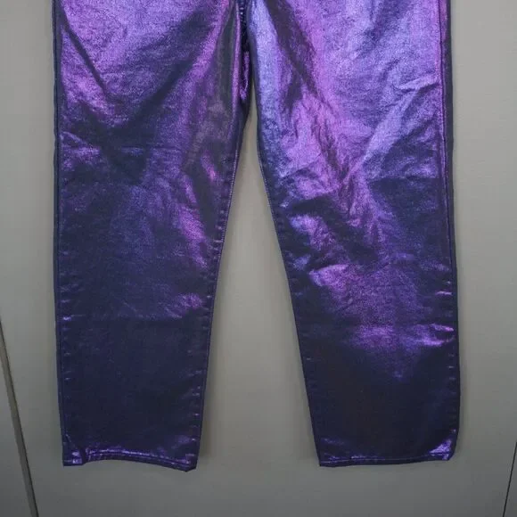 New Levi's Premium Candy Coated Ribcage Straight Ankle Jeans in Purple size 24